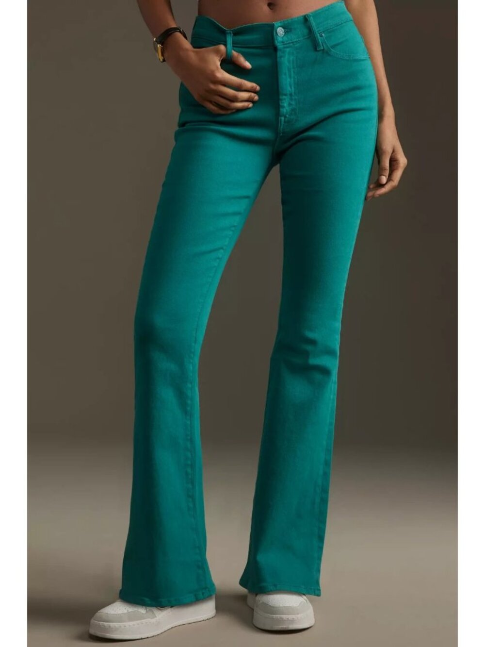 NWT Mother The Weekender Sneak in Play Date Teal Green Stretch Jeans 25